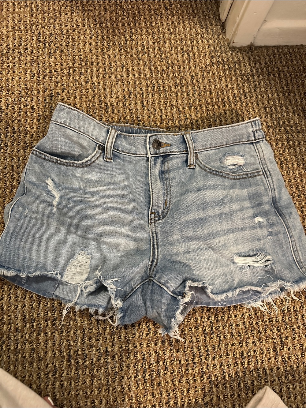 Aerie Light Blue Distressed Denim Women's Shorts